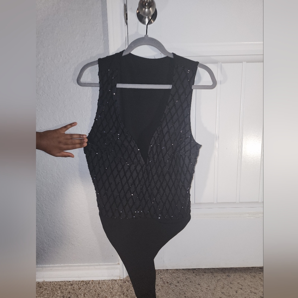 Black sequence body suit